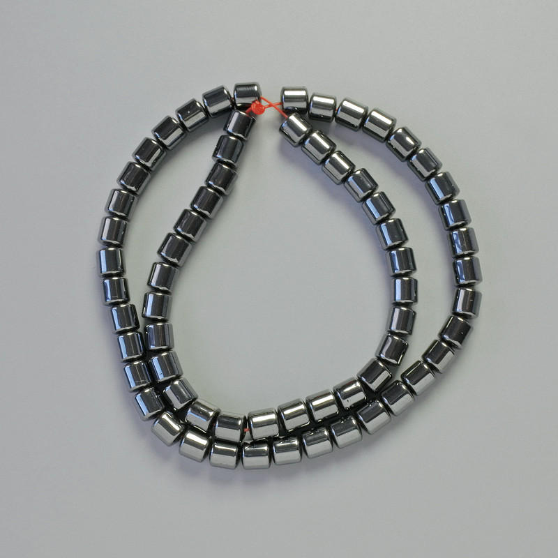 Hematite Cylindrical Beads, Black, 6×6 mm, 42 cm Strand