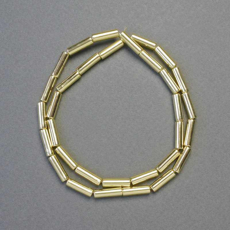 Hematite Beads Cylindrical, Light Gold Color, Diameter 13×4 mm, Strand Length 42 cm