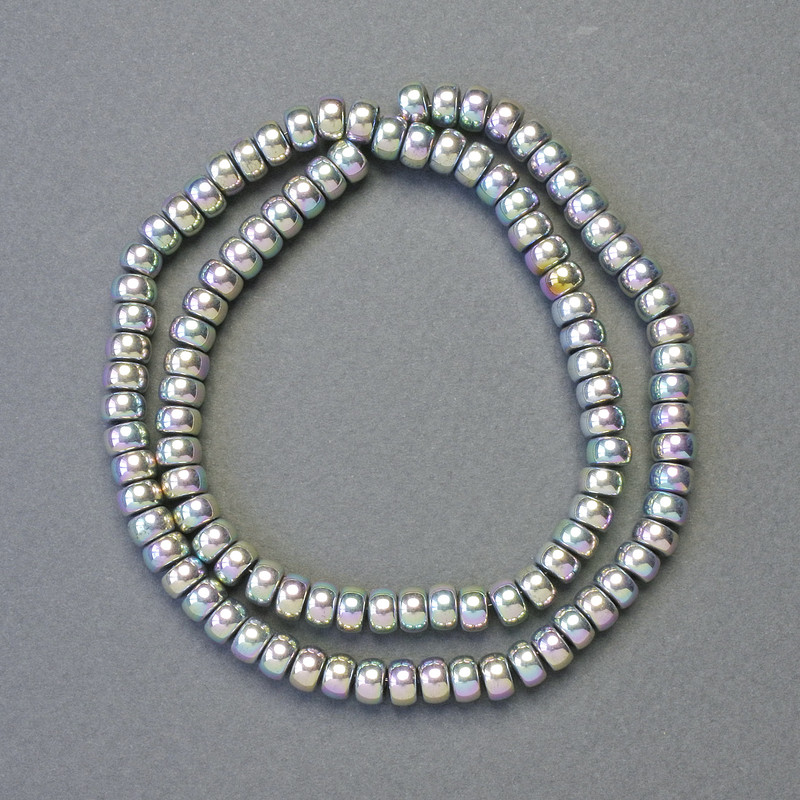 Rainbow hematite rondelle beads, 6x4 mm, 42 cm strand
