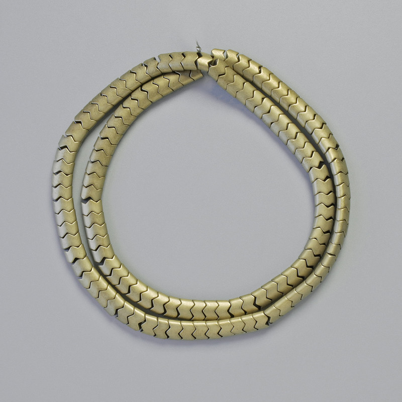 Hematite Beads: Wavy Zigzag Snake Pattern, Matte Bronze Color, Diameter 5x4x3mm, Length 40cm Strand