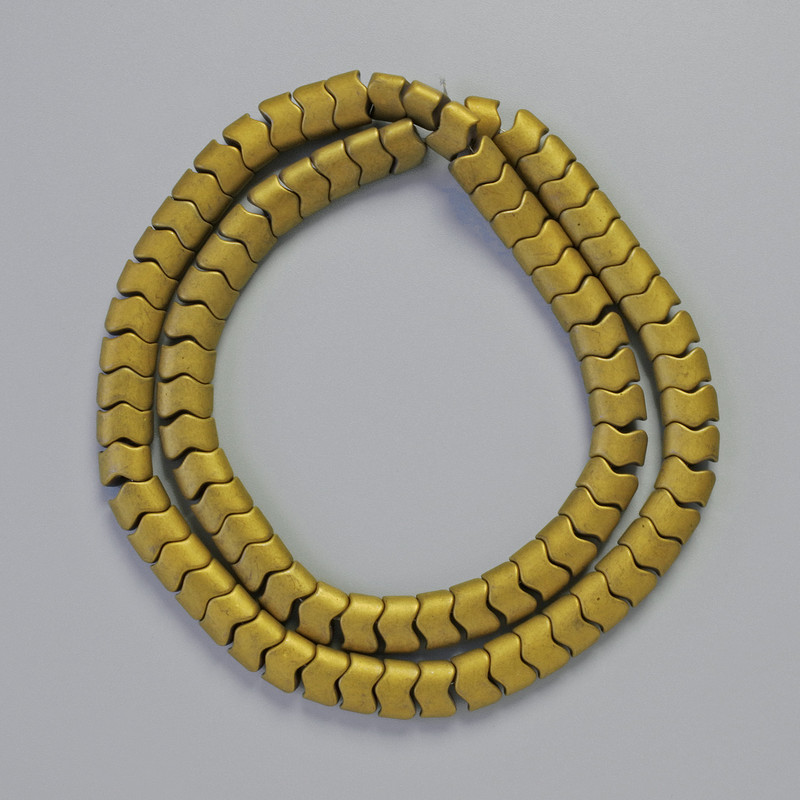 Hematite beads serpentine zigzag wave, matte gold color, diameter 7x5x5 mm, length 42 cm strand