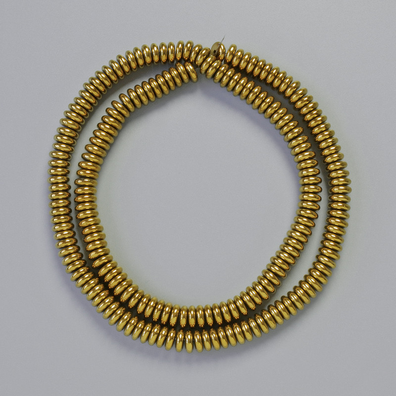 Hematite Rondelle Beads, Dark Gold Color, 6x2 mm, 42 cm Length, Strand