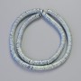 Hematite Beads, Rondelle, Wavy Surface, Rainbow Blue Matte, 6x1 mm, 42 cm Strand
