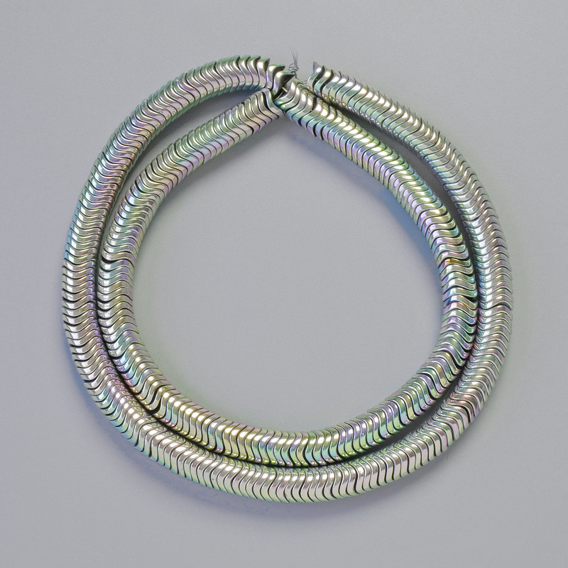Hematite Rondelle Beads, Wave Pattern Rainbow-Silver, Diameter 6x1 mm, Strand Length 42 cm