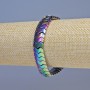 Hematite Bracelet in Gasoline Color with Snake Zigzag, 12x6x5 mm, 18 cm, stretch