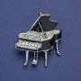Brooch pendant 'Royal' black enamel with white crystals, silver-tone metal, 28×31 mm+
