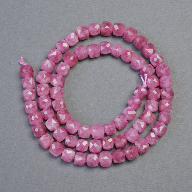 Natural Tourmaline Beads, Faceted Cube, Diameter 5–5.5 mm, Length 37 cm