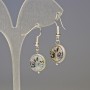Hematite Earrings with Blue Wood and Silver, Diameter 12x4 mm, Length 3.2 cm