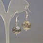 Hematite Earrings, Mixed Wood, Silver, Diameter 12×4 mm, Length 3.2 cm
