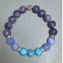 Bracelet with Tanzanite, Turquoise and Aquamarine inlays, 10 mm diameter ±, 18 cm length ±, stretch