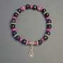 Aventurine and Phosphosiderite Bracelet with Pendant, 8 mm and 6 mm Diameters, 18 cm Long, Stretch