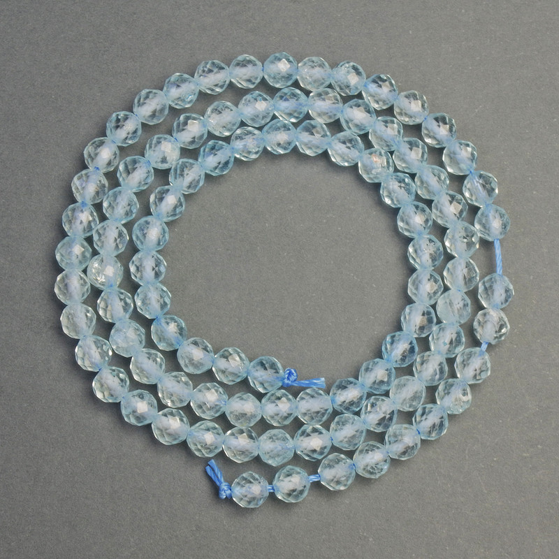 Beads of natural Topaz, faceted round bead, 4 mm diameter ±, 38 cm length ±