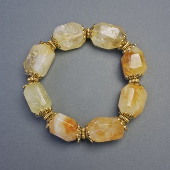 Bracelet Citrine natural stone facets, diameter 14x20mm ± with inserts, length 18cm ± stretch