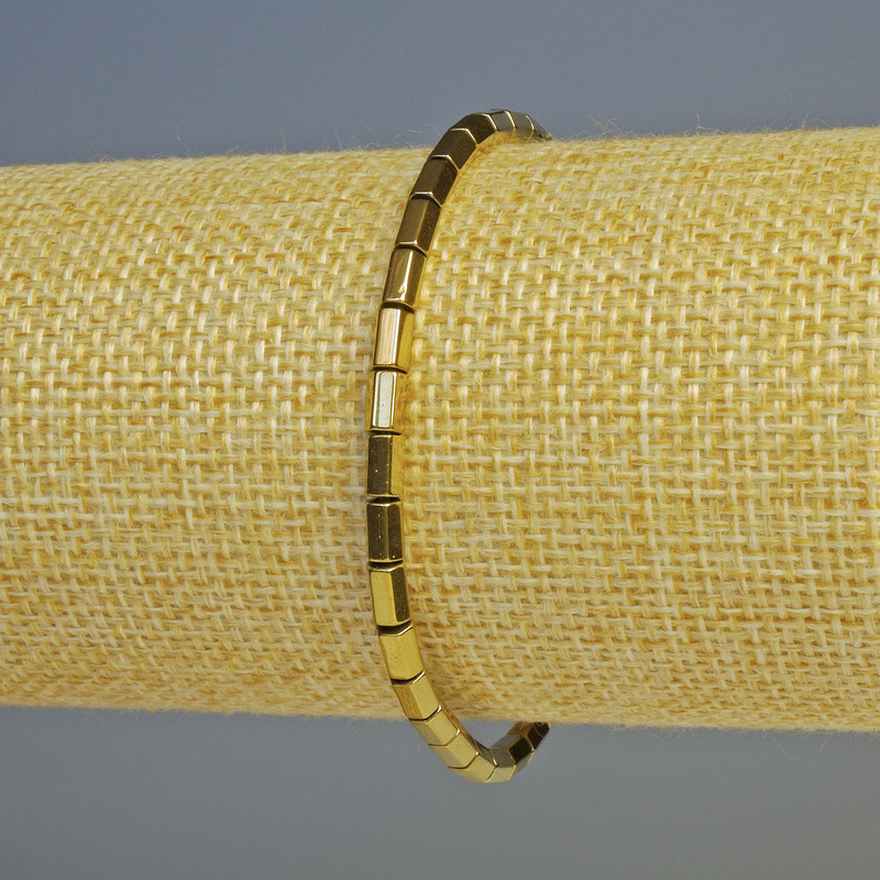 Hematite Hexagon Bracelet Gold, 5x3 mm, 18 cm, stretch