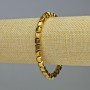 Hematite Bracelet with Hexagon Zigzag Shapes, Gold Color, 6x6 mm Diameter, 18 cm Length, Stretch