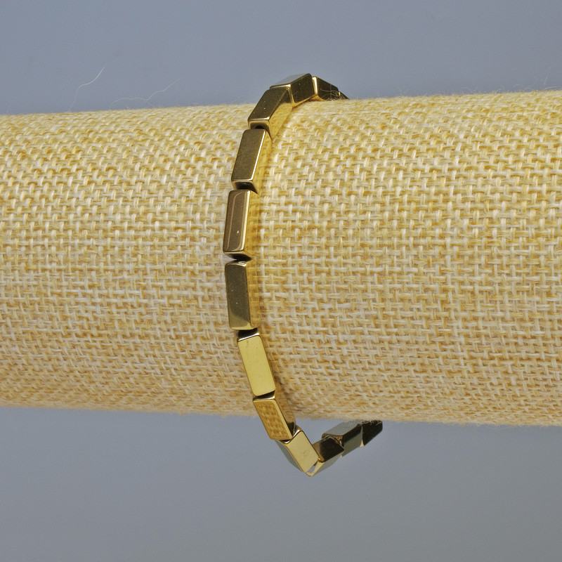 Hematite Bracelet Rectangular, Gold Color, 10x4 mm, 18 cm Length, Stretch