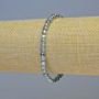 Hematite Bracelet - Cubes, Blue-Silver Matte and Glossy, Diameter 4x4 mm, Length 18 cm, Stretch