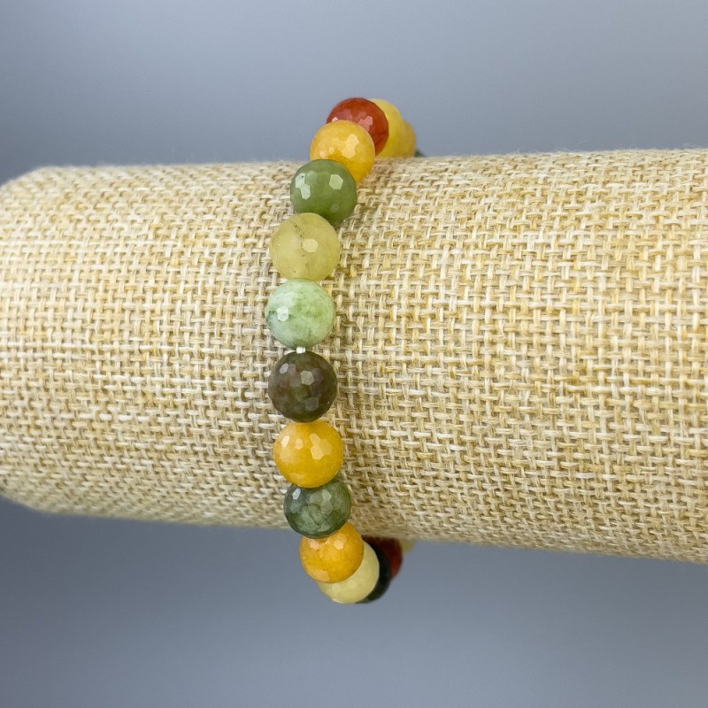 Assorted Bead Bracelet faceted ball 8mm+-, length 18cm+-, stretch