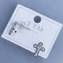 Xuping Rhodium-Plated Cross-Shaped Stud Earrings with White Pavé Crystals 12×9mm