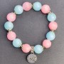 Bracelet Assortment of Smooth Acrylic Beads, 12 mm Diameter ± with Metallic Inserts, Length 18 cm ± Stretch