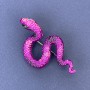 Brooch pendant Snake pink enamel with green rhinestones, silver-toned metal, 53×30 mm +