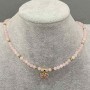 Pink Quartz Choker with Heart Pendant, Smooth Beads 4 mm ±, Hematite Cubes 3 mm ±, Heart Pendant 12 mm ±, Length 36 cm ± with Extender Chain