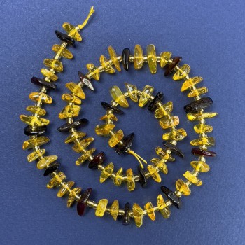 Amber Chip Beads 10-12×4 mm ± with Seed Beads, on Thread, Length 38 cm ±
