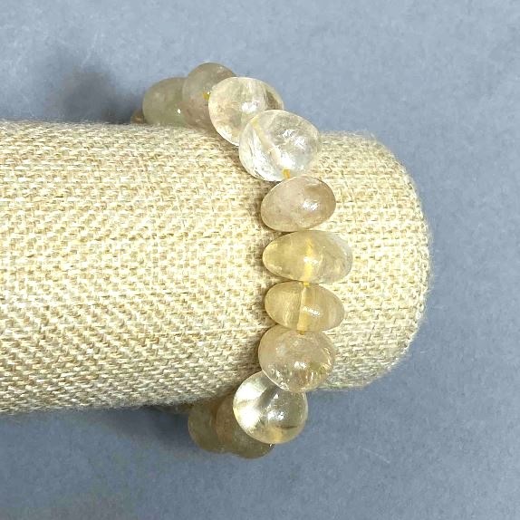 Faceted Citrine Bracelet, 13x10 mm beads, 18 cm length, elastic