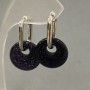 Earrings Aventurine 'Blue Sand - Cairo Night' Donut Bead, diameter 18mm±, length 30mm±