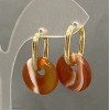 Carnelian Donut Earrings, 18mm diameter, 31mm length
