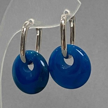 Agate Donut Earrings, 18 mm diameter, 31 mm length ±