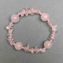 Bracelet Pink Quartz, Smooth 12 mm Beads with 8x4 mm Chips, with Seed Beads, Length 18 cm, Stretchy