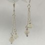 Earrings with Mother-of-Pearl in the Shape of a Four-Leaf Clover, diameter 6x2 mm ± on a silver-tone chain, length 45 mm+