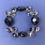 Bracelet with Murano glass butterfly and agate, 15×12 mm; faceted agate bead 18 mm; faceted barrel bead 16×12 mm; length 18 cm; stretch