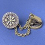 Bronze cardigan brooch with chain