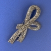 Sale! Bow Brooch with Gray Rhinestones, Bronze-Gold-Toned Metal, 78x40 mm +