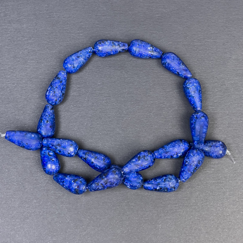 Azurite Beads, Natural Stone, Drop Shape, Size 19x10 mm ±, Hole Diameter 1 mm ±, Length 42 cm ±
