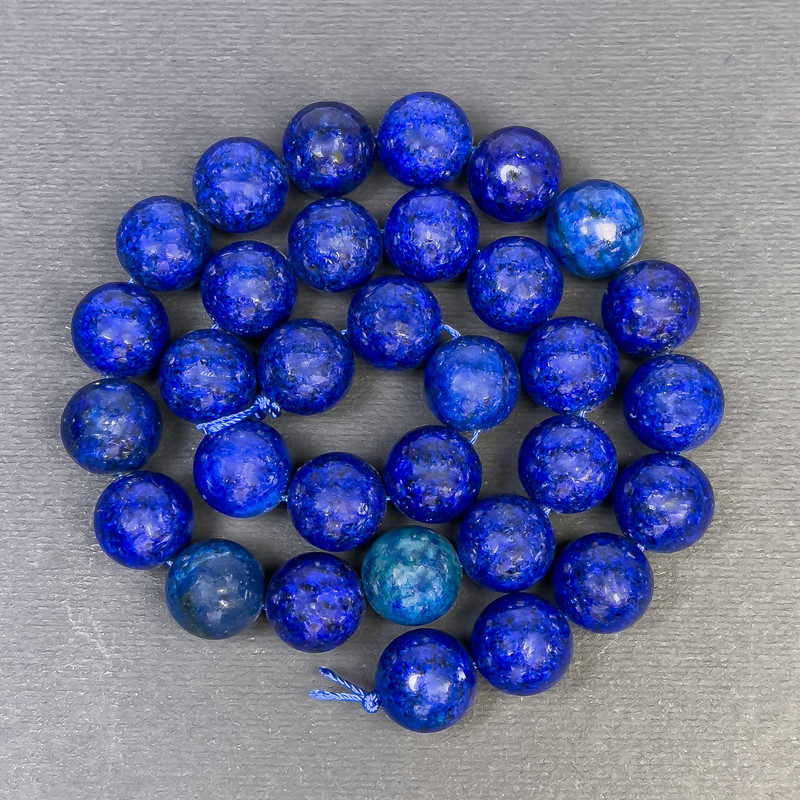 Lapis Lazuli Beads Smooth Sphere 12 mm Diameter ± hole, Length 39 cm ±