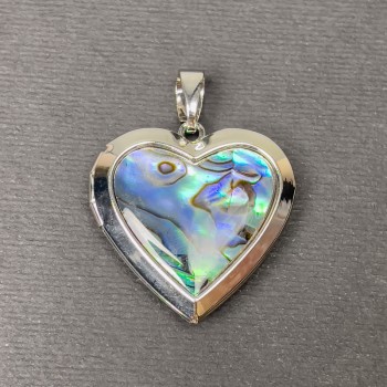 Haliotis Heart Pendant in Silver-Toned Metal, 29x28mm ± for Photo Storage