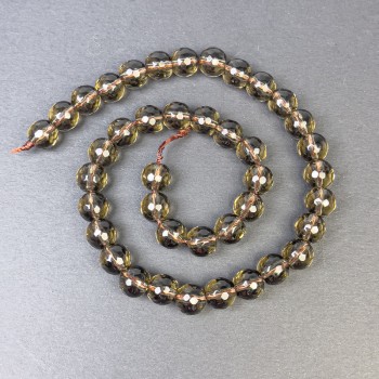 Faceted Smoky Quartz Beads 10mm on a Strand, Length 37 cm+