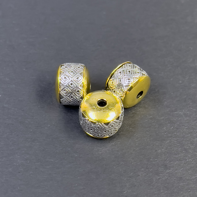 Bead Insert Finding in Silver-Tone and Gold-Tone, 8x10 mm, Hole 2 mm, Packaging 3 pcs