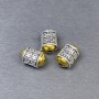 Bead inserts, silver- and gold-toned metal color, diameter 11.5×8 mm, hole diameter approx 2 mm, packaging 3 pcs