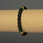 Agate Bracelet with Smooth Pressed Beads, 8 mm Diameter, Acrylic Inlay 9×8 mm, 18 cm Length, Stretch