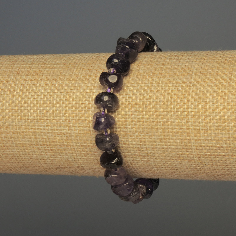 Amethyst Faceted Bracelet, 9x5 mm Beads +/- with 3 mm Seed Beads +/-, Length 18 cm +/- Stretch