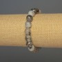 Dragon Veins Agate Bracelet with Faceted Beads, 10 mm Diameter, 18 cm Length, Stretch