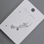 Gold-tone stud earring with kaf on the earlobe, 11x28 mm ± white crystals