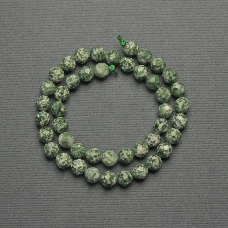 Moss Agate Beads - Faceted Round 8mm, on a thread, length 38cm+