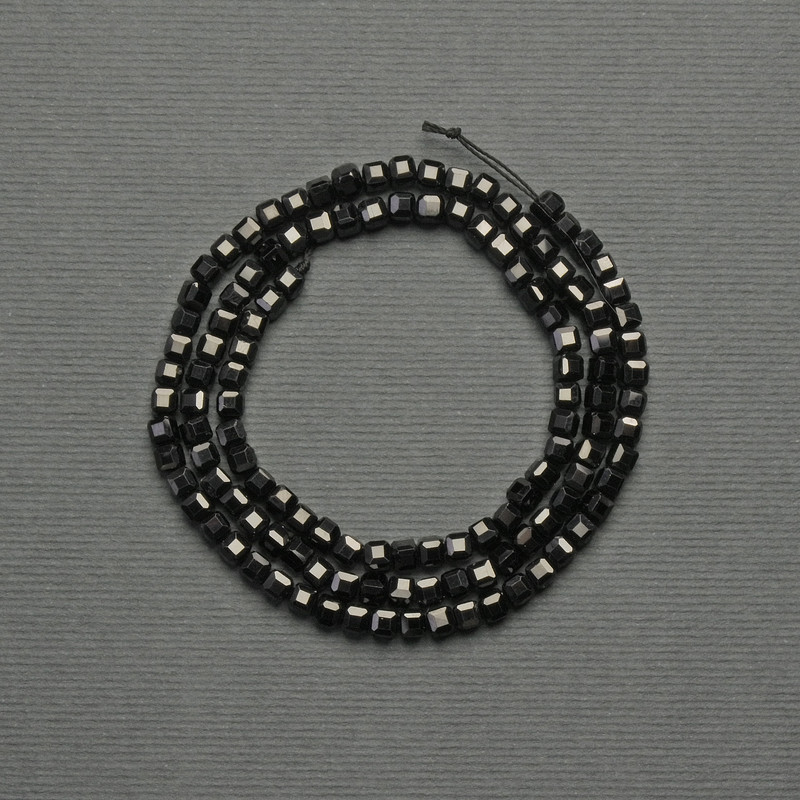 Faceted Tourmaline Beads 3mm Cubes on Thread, Length 39 cm+