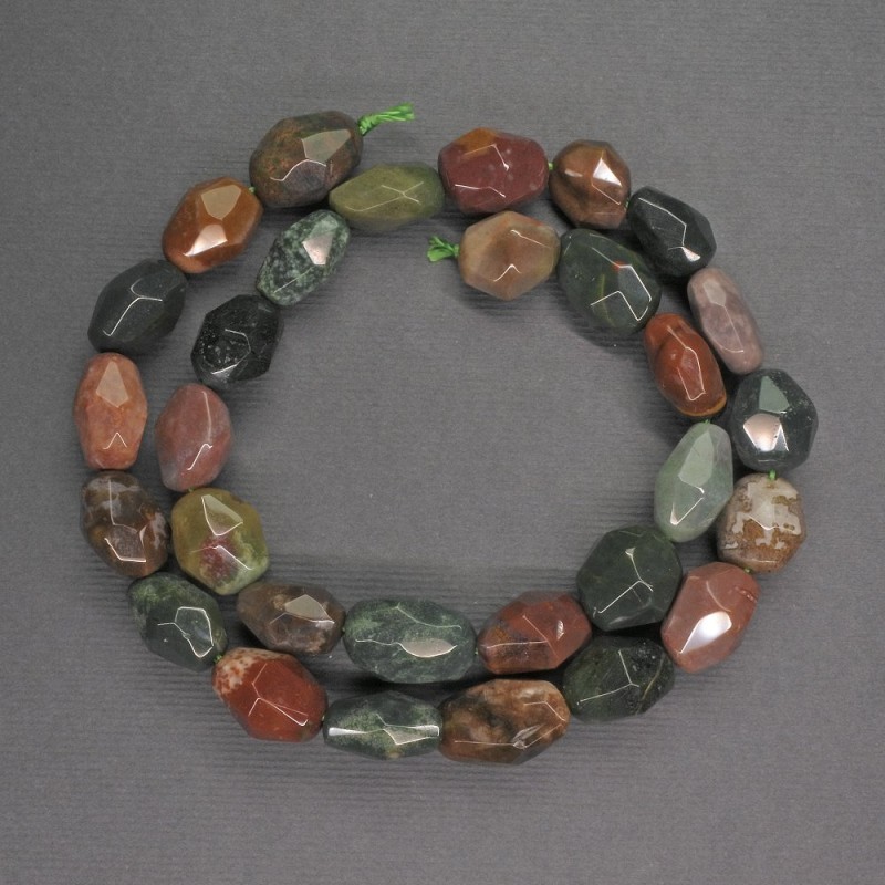 Multicolored natural jasper beads, faceted rondelle, diameter 10x14 mm, length 41 cm +-