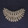Feather Brooch with White Crystals, Silvery Metal, Diameter 50x43 mm +